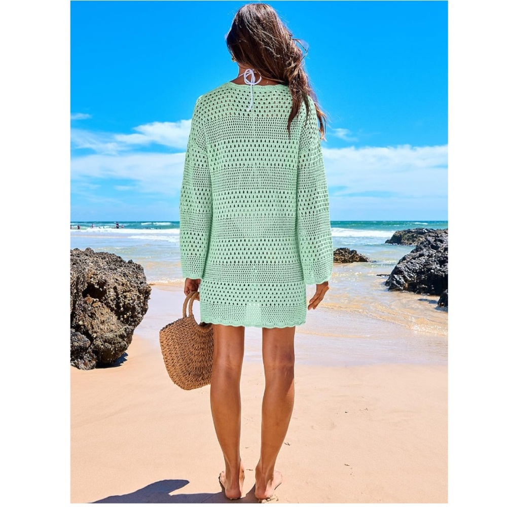 Long Sleeve Crochet Swim Cover Up *nwot* - Picture 2 of 6